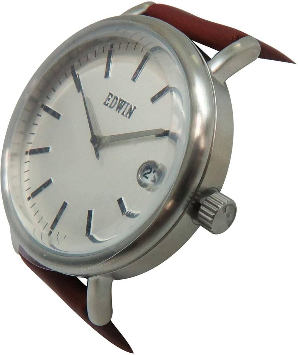 ●新品●EDWIN 腕時計 メンズ Men's Watch アナログ ラウンド 革 ダイヤルウォッチ 防水 5気圧 EPIC ブラウン EW1G001L0014 並行輸入品_画像3
