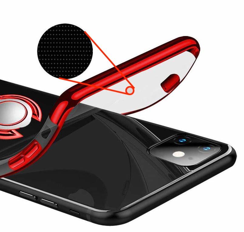 iPhone 11用ケース 赤色 リング付き レッド 透明 TPU 薄型 軽量 人気 オシャレ アイホン アイフォン 人気 アイホーンの画像4