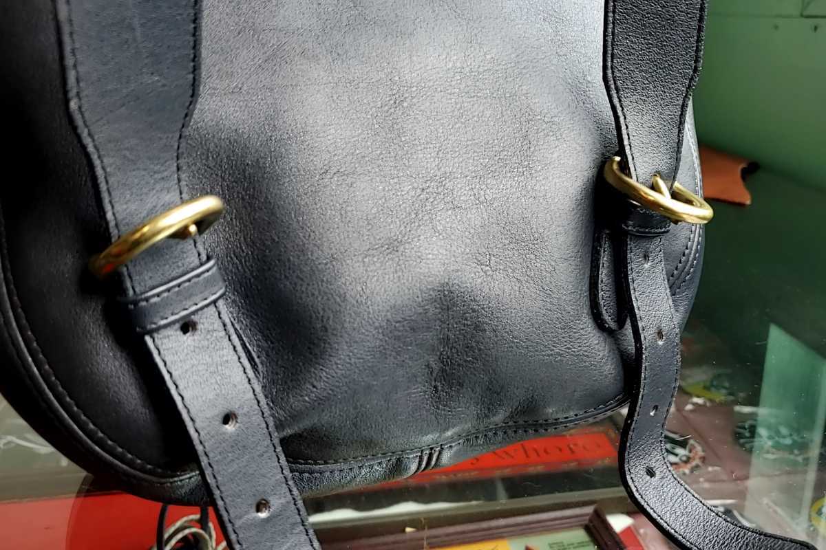 875*~90s USA made Old Coach OLD COACH leather rucksack No.D4C-4134 black black retro Vintage America made used USED