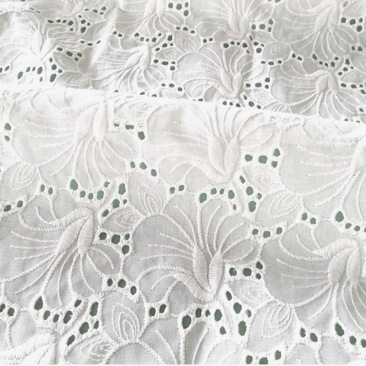 floralar高級綿レース綿平織りストライプ花の穴刺繍レース生地150×100センチ