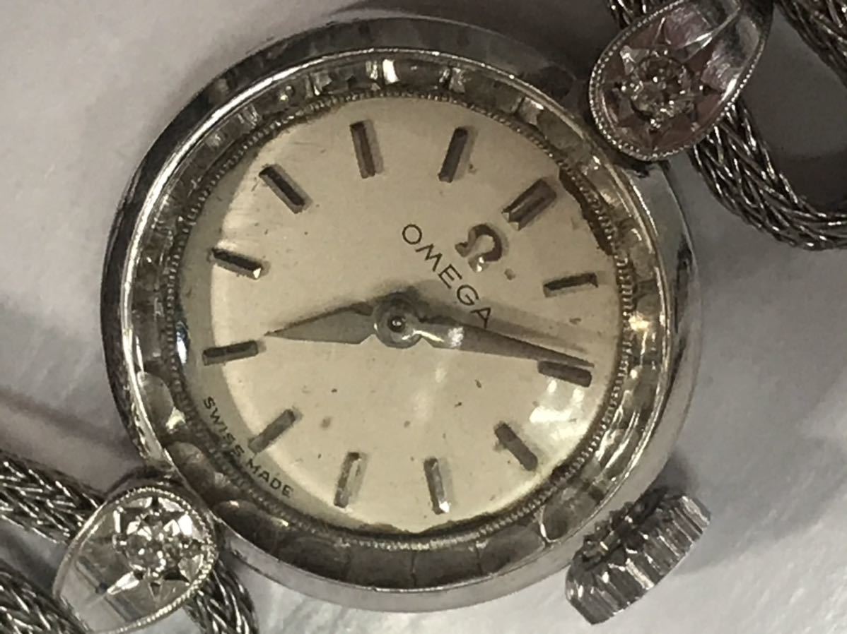 オメガ ● 手巻き cal.481 プラチナ ダイヤモンド OMEGA PLATINUM 23196 2P Diamond vintage watch 33-1