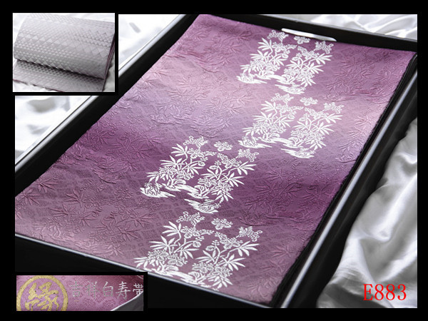 海外並行輸入正規品 【E883】厳選西陣 手織り 吉祥白寿文 古代紫色地