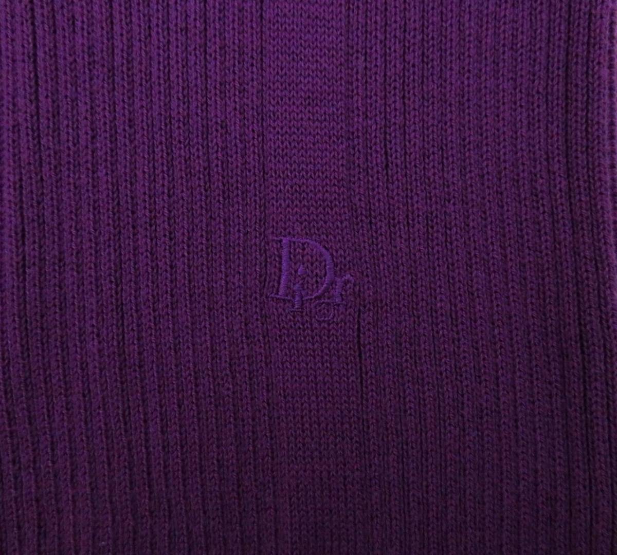 4792 美品 Christian Dior クリスチャンディオール vintage ロゴ刺繍入り 半袖 ニット セーター Tシャツ カットソー 紫 パープル 希少 _画像5