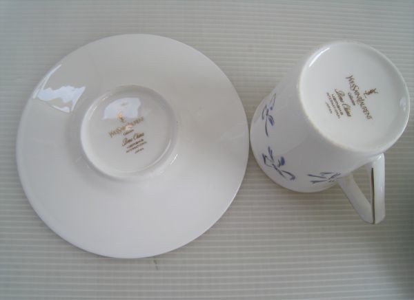 【N12R3617】イブサンローラン 陶器 カップ＆ソーサー　ペア 花柄 2客　和風コーヒーカップ2客_画像5