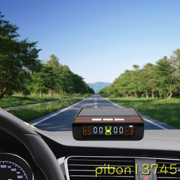G1394：スマートカー TPMS タイヤ空気圧監視システム ソーラーパワー デジタル LCD ディスプレイ 自動 セキュリティアラームシステム_画像2