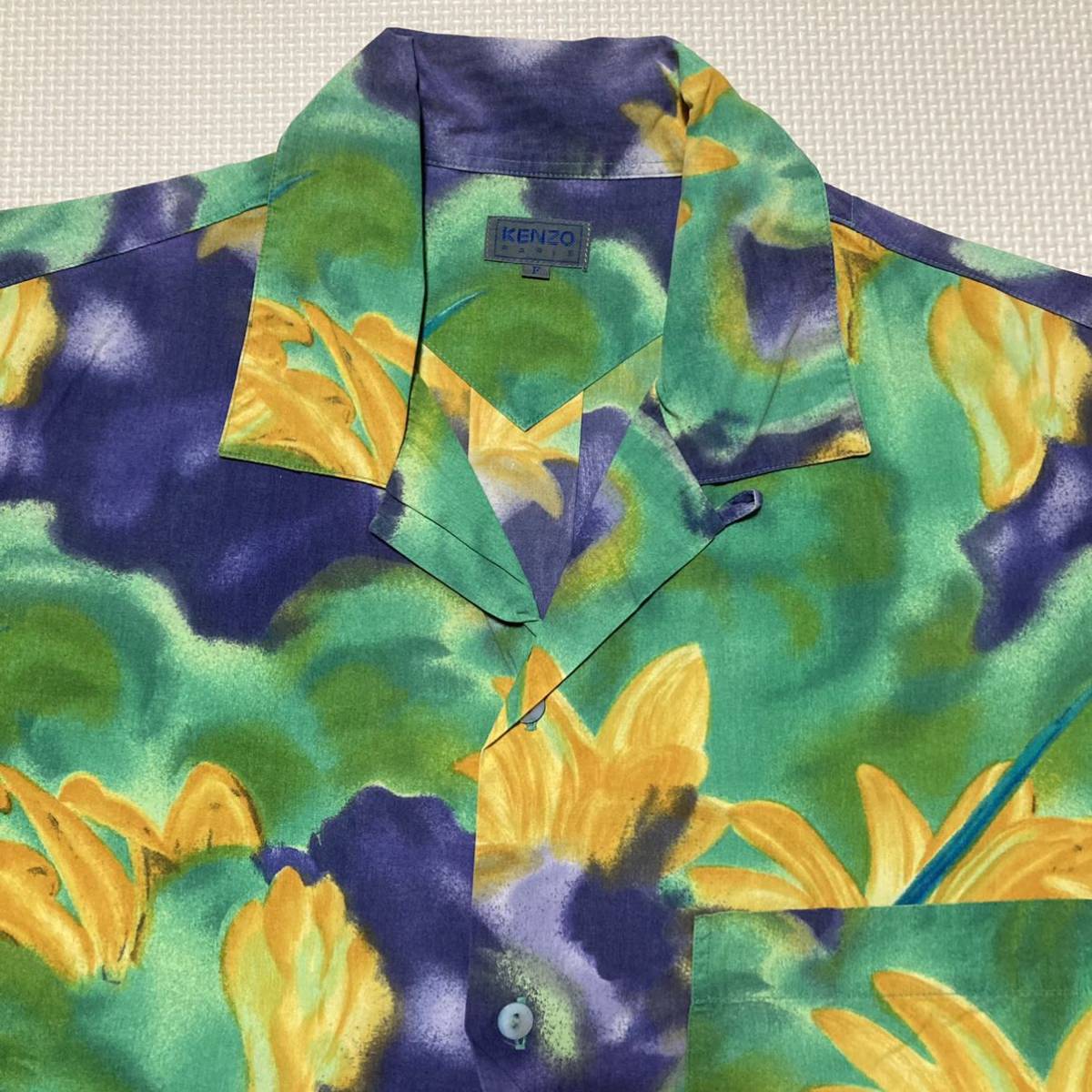 KENZO PARIS ケンゾー パリ OLD 花柄 アロハシャツ ガラシャツ 半袖シャツ F_画像3