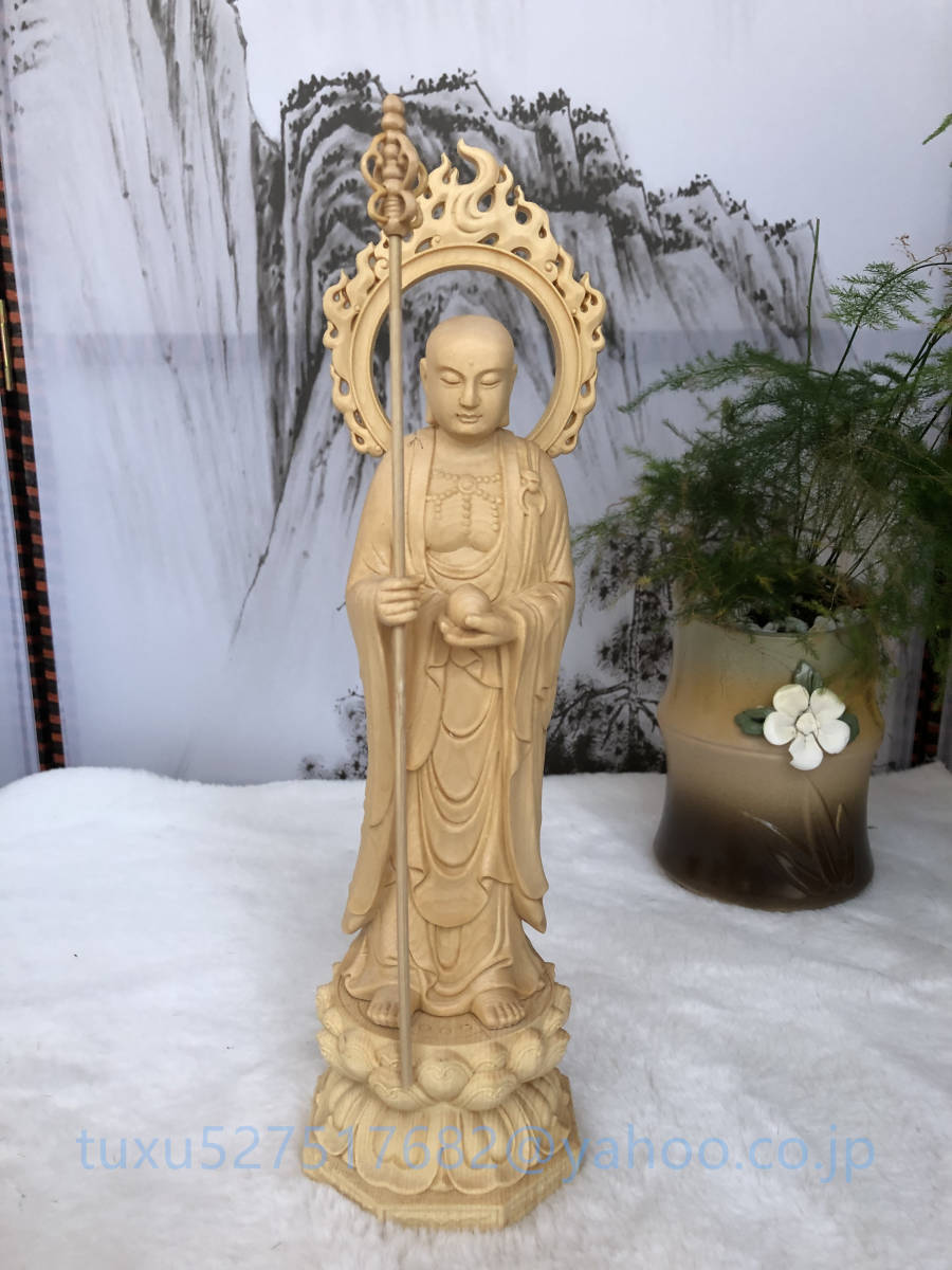 木彫仏像 地蔵菩薩 仏師手工精彫り 総檜材 仏教工芸品 木彫仏教 地蔵