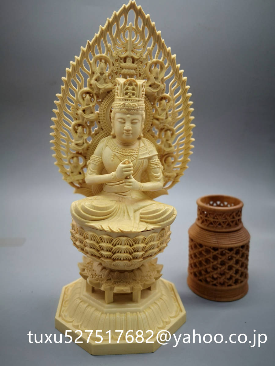 新作　総檜材　仏教工芸品　木彫仏教　精密細工　極上品　仏師で仕上げ品　大日如来