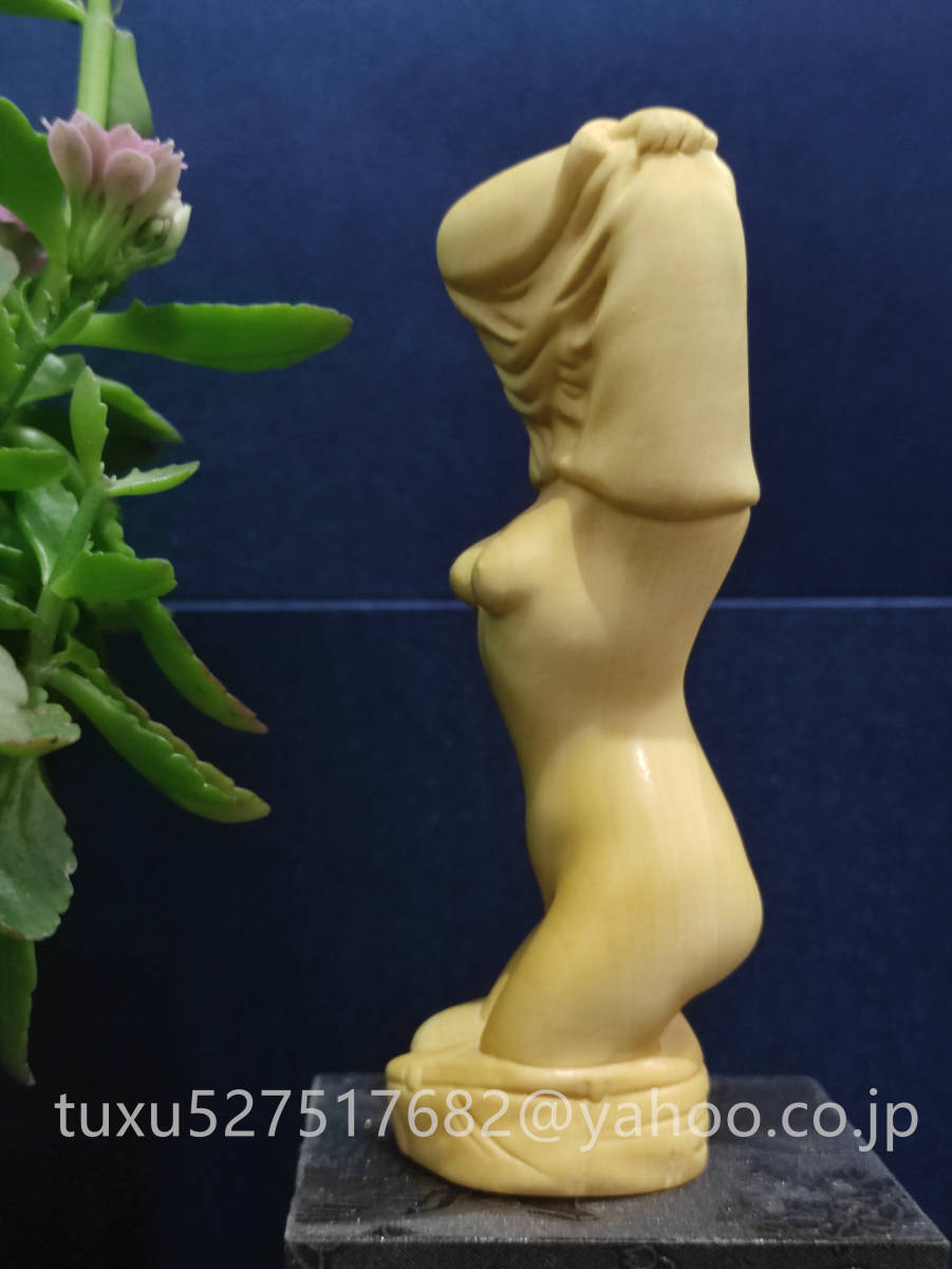 極上品　精密細工　裸女　置物　彫刻　美術工芸品　美女　木造木彫_画像4