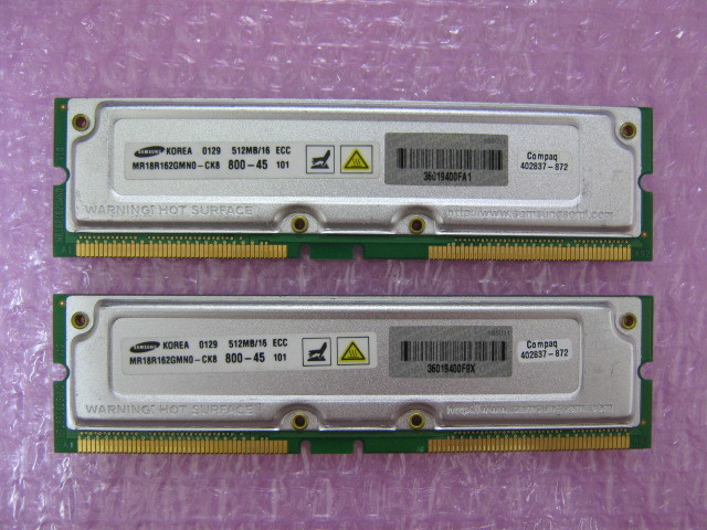 SAMSUNG (MR18R162GMN0-CK8) PC800-45 512MB ECC付 ★2枚組（計1GB）★_画像1