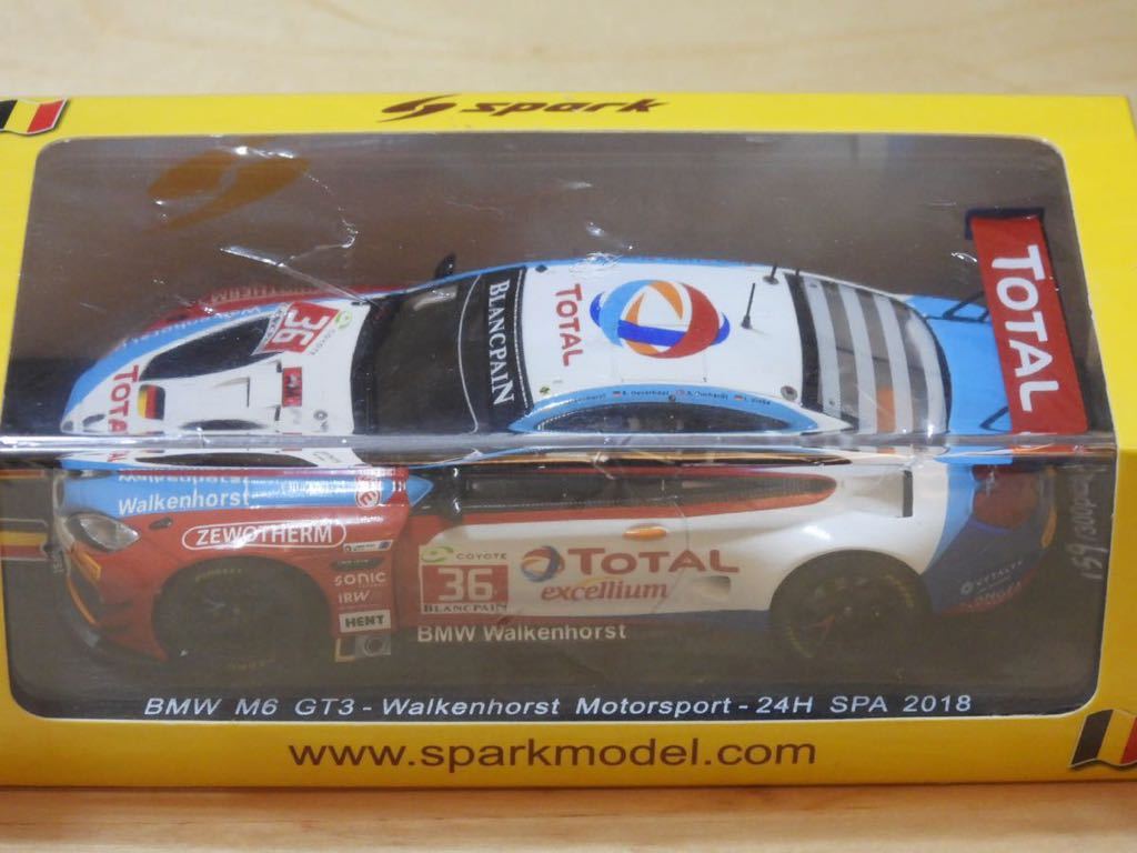 【新品：未開封】スパーク 1/43 BMW M6 GT3 - ワルケンホースト・モータースポーツ スパ24時間 2018 [SB224]_画像4