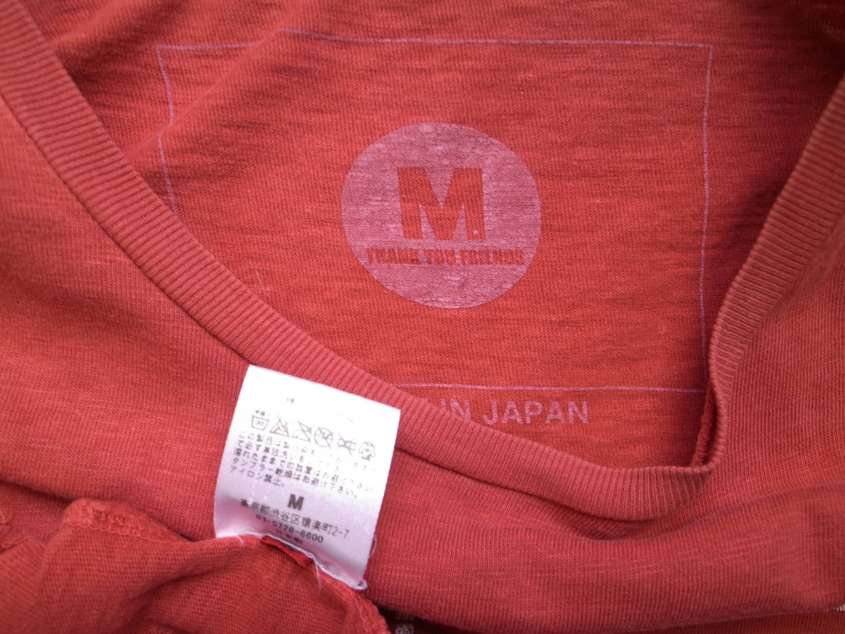 M THANK YOU FRIENDS 製品染めTシャツ S 赤_画像3