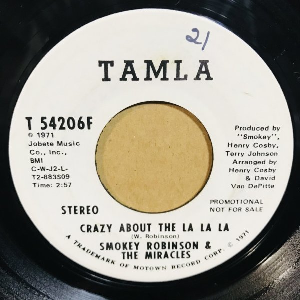 【US PROMO】7★Smokey Robinson & The Miracles - Crazy About The La La La_画像1