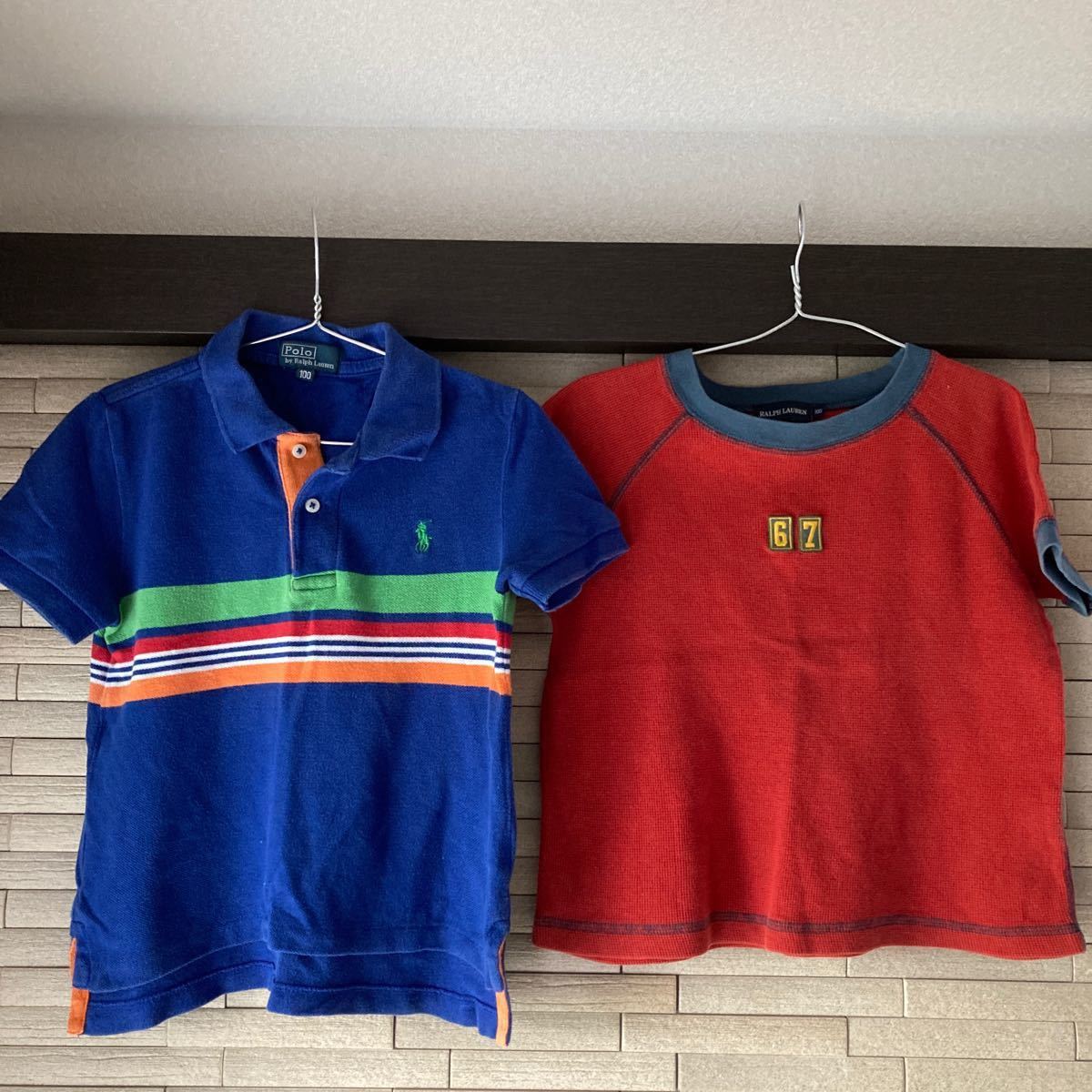 ラルフローレン ポロシャツ 半袖Tシャツ　子供　男の子　ポロ　100 RALPH LAUREN レッド　ブルー　ライン