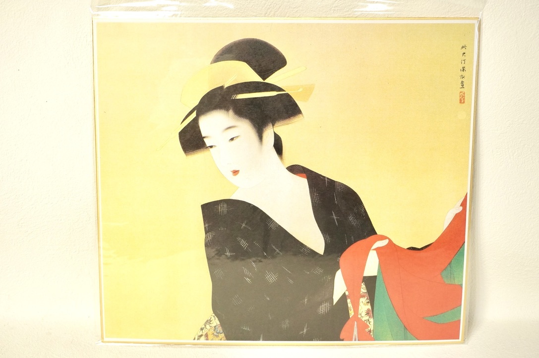 日本美術・美人画の名手 伊東深水　夏の名作　複製画色紙5枚揃え 「初夏の庭・紫陽花・団扇・出湯・夏の宵」　ISM_画像7