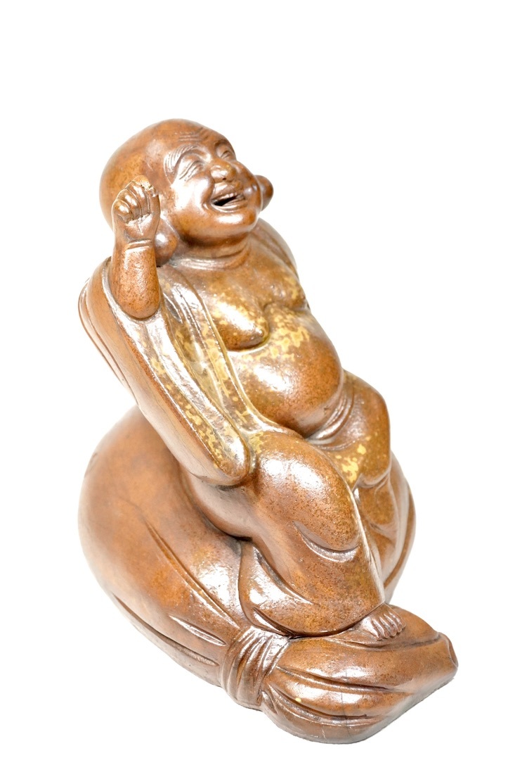 売り切り! 時代物 古備前 年代物の味わい深い艶あり 縁起物 七福神 備前焼 布袋像 在銘品 高さ16cm! コレクター収蔵品! KNA 陶芸 | toogood.com.ar