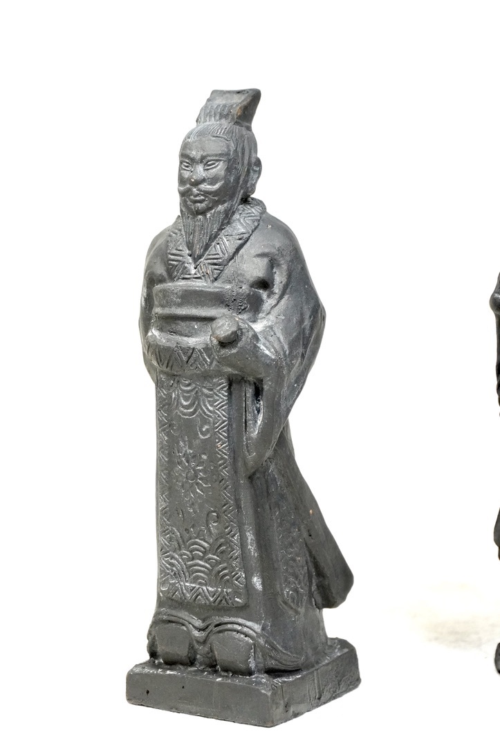 中国古玩 中国古美術 唐物 陶器製 兵馬俑 秦の始皇帝像 高さ13cmの
