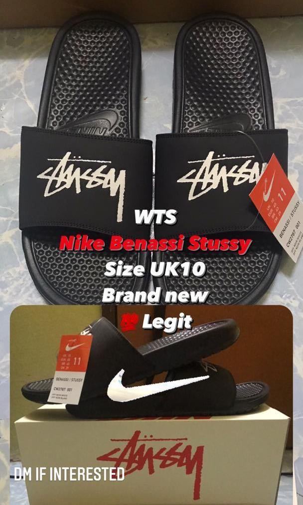 NIKE x Stussyコラボ CW2787 001 BENASSI MENS27/WMNS27.5 柔らかく履き心地が良い◎の画像1