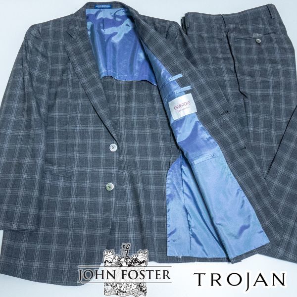 ☆ TJ3A5 新品!日本製 約17万 春夏 TROJAN SPECIAL ORDER トロージャン 大賀 英ジョンフォスター タータンチェック柄スーツ 背抜き仕立て