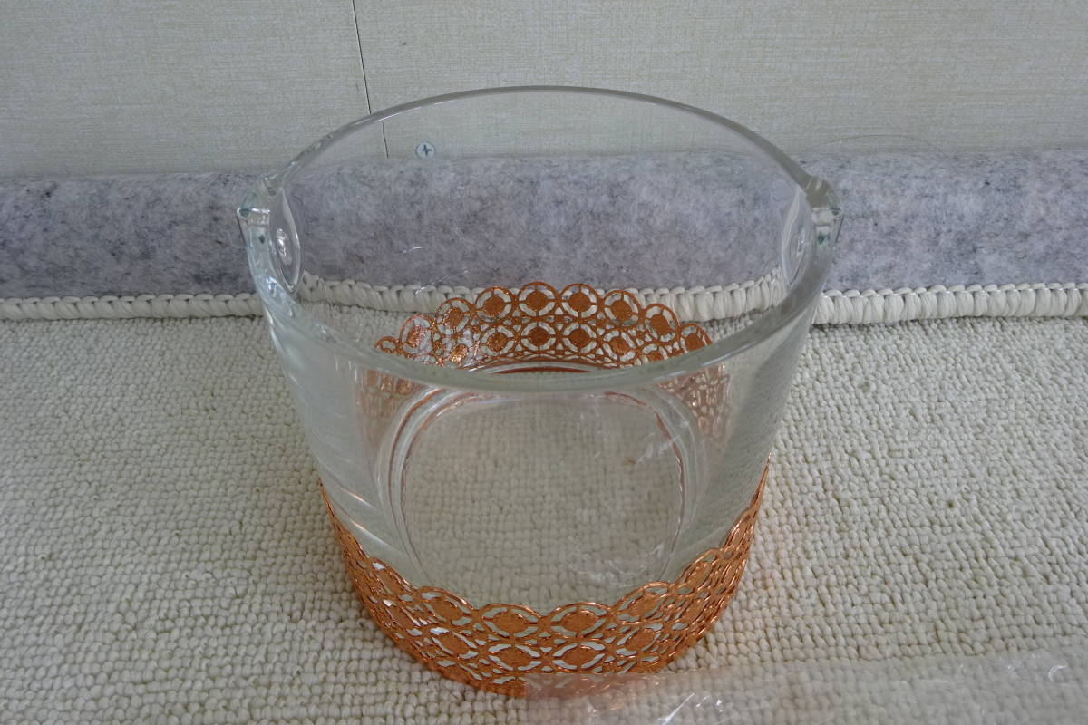 Rosian Glass/ воздушный pot имеется вода десятая часть комплект [ Showa Retro * bronze гонки украшение. виски комплект / ведерко для льда стакан 5 покупатель ] стеклянный / посуда для сакэ 