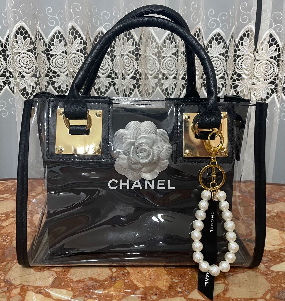 1 シャネル CHANEL ショップ袋 黒 ショッパー 限定シルバーカメリア