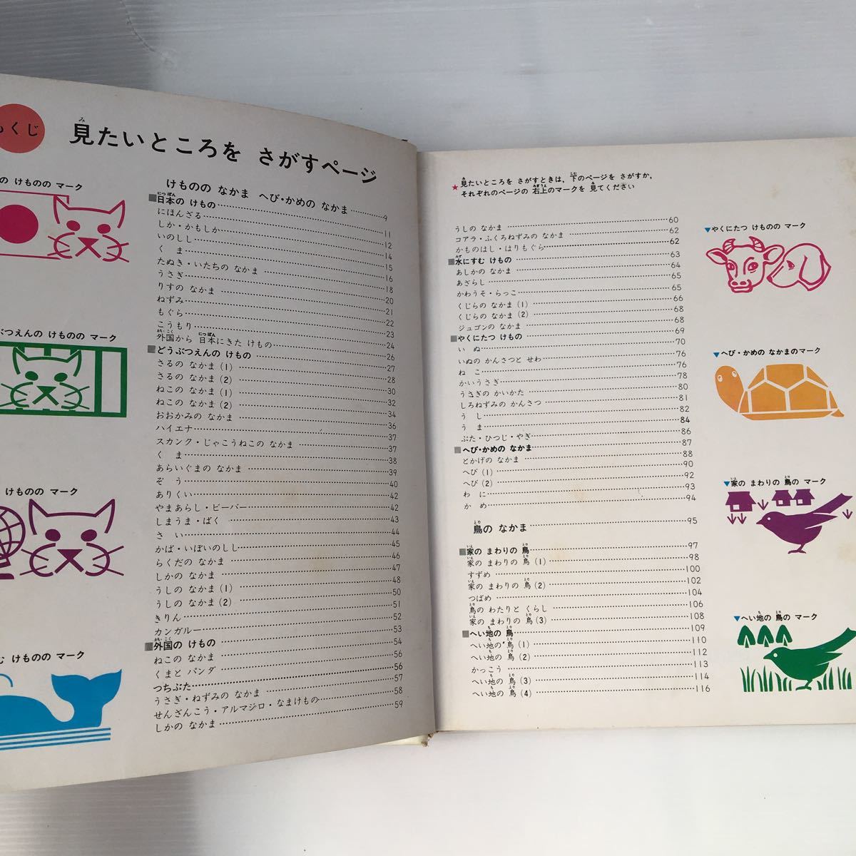 zaa-198♪学習ずかん百科第5巻「けもの　とり」 大型本 1974/3/1 　　学研