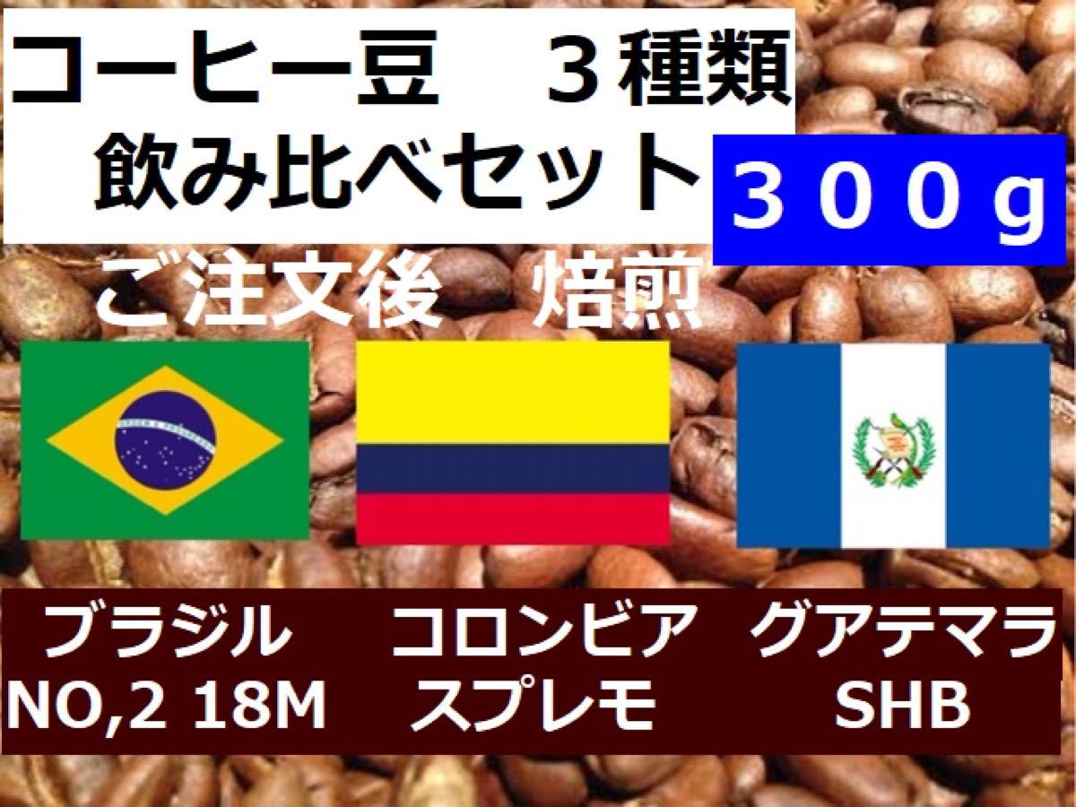 300g コーヒー豆3種 飲み比べセット300g(3×100g)※即購入可