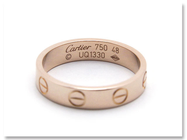 中古美品 新品仕上げ済 カルティエ 指輪 ミニ ラブリング K18PG 48 8号 Cartier ジュエリー 高級感 ピンクゴールド シンプル 上品