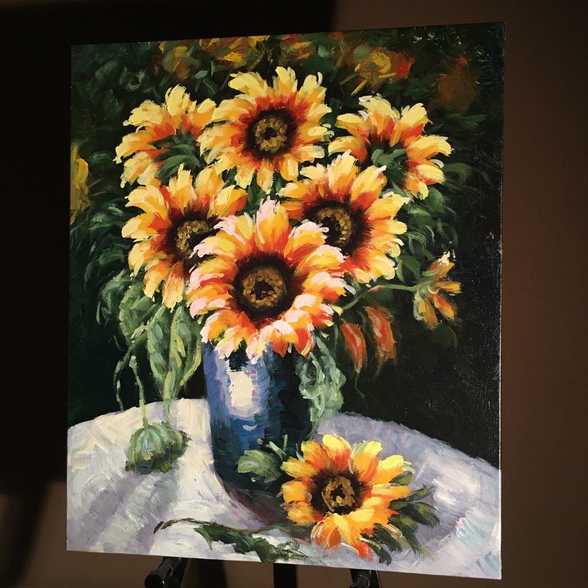 手書き油絵 花瓶のひまわり 絵画 インテリア 油彩画|Yahoo 手書き油絵 花瓶のひまわり 絵画 インテリア 油彩画|Yahoo