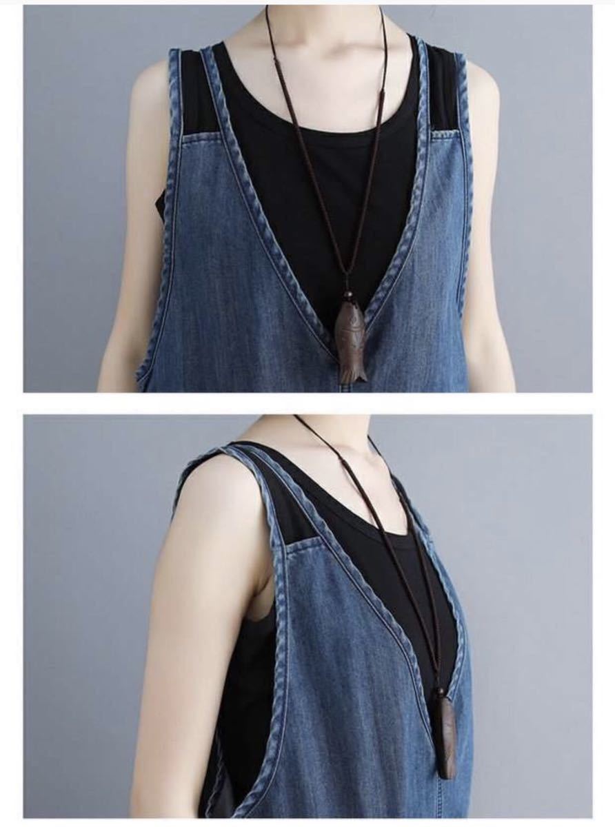  Denim overall Denim overall wide pants coverall all-in-one easy size oversize.