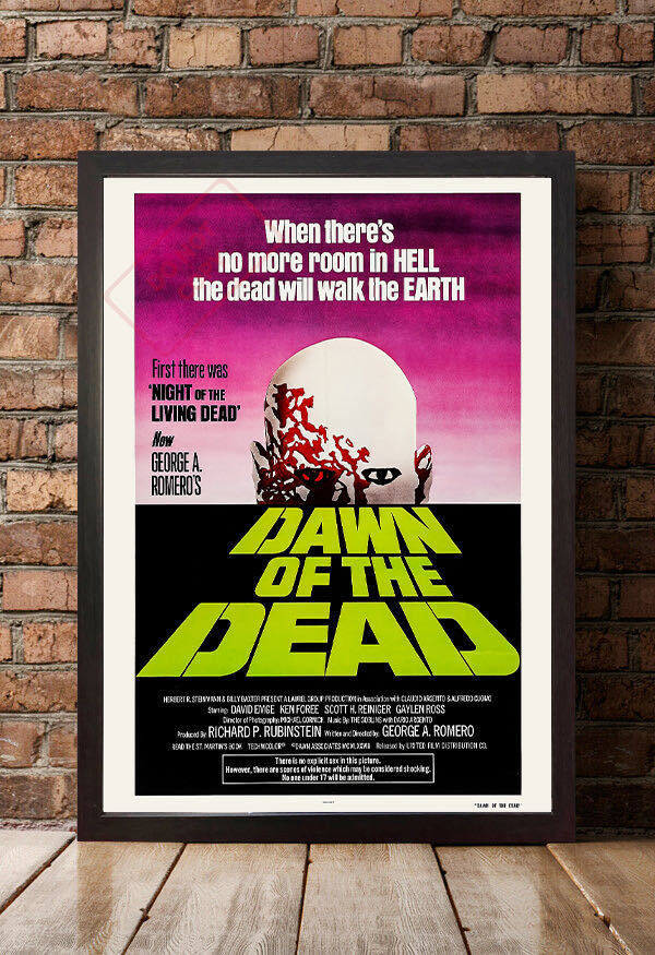 ポスター★映画『ゾンビ』（Dawn of the Dead）（Zombie） 1978年 緑ロゴ★ジョージ・A・ロメロ/ドーン・オブ・ザ・デッド/ホラー_額はA3サイズ用のフレームがピッタリです