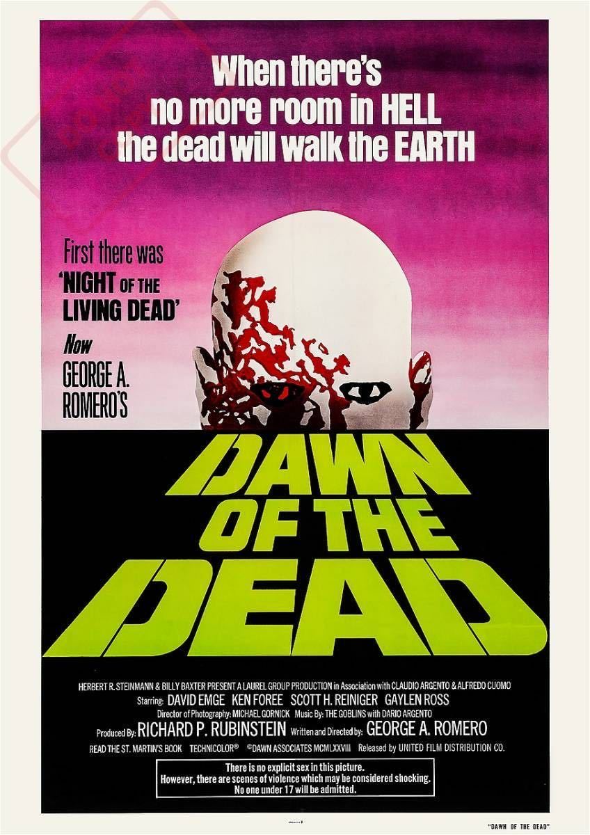  poster * movie [zombi](Dawn of the Dead)(Zombie) 1978 year green Logo * George *A*romero/do-n*ob* The * dead / horror 