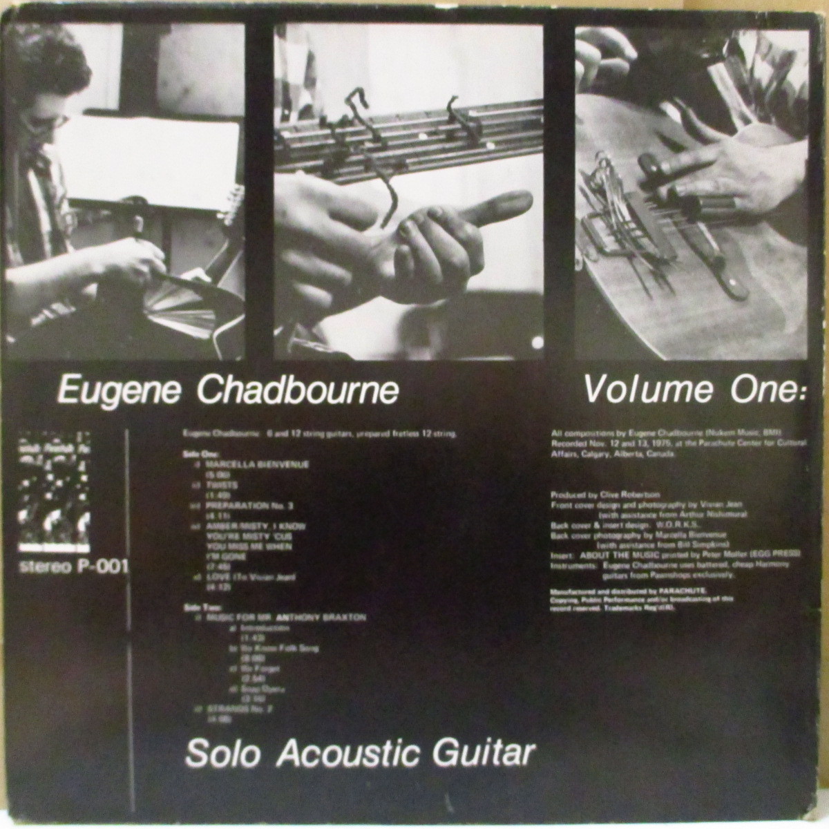 EUGENE CHADBOURNE-Volume One: Solo Acousctic Guitar (Canada_画像2