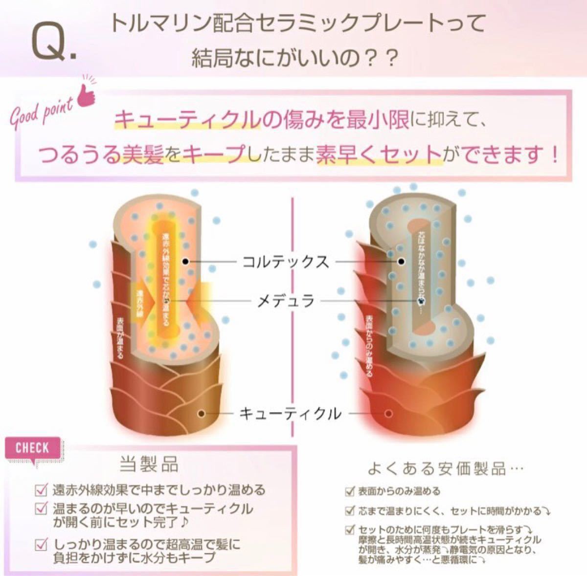 ストレートアイロン カール 25mm 温度LCD表示マイナスイオン 2way対応