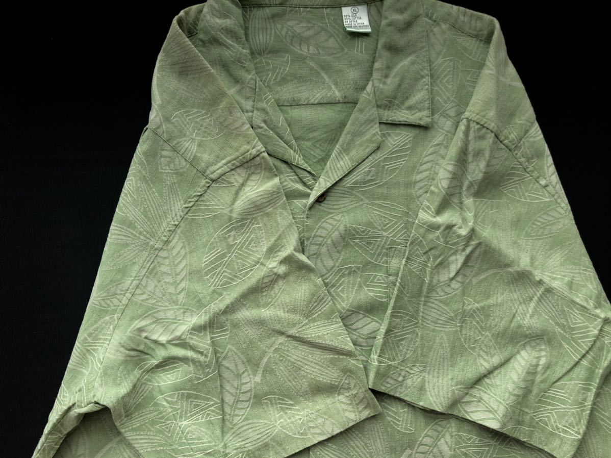 80s ジャガード アロハシャツ シルク コットン 上質素材 80年代　　ヴィンテージ オープンカラー シャツ ビンテージ vintage 柳4323_画像4