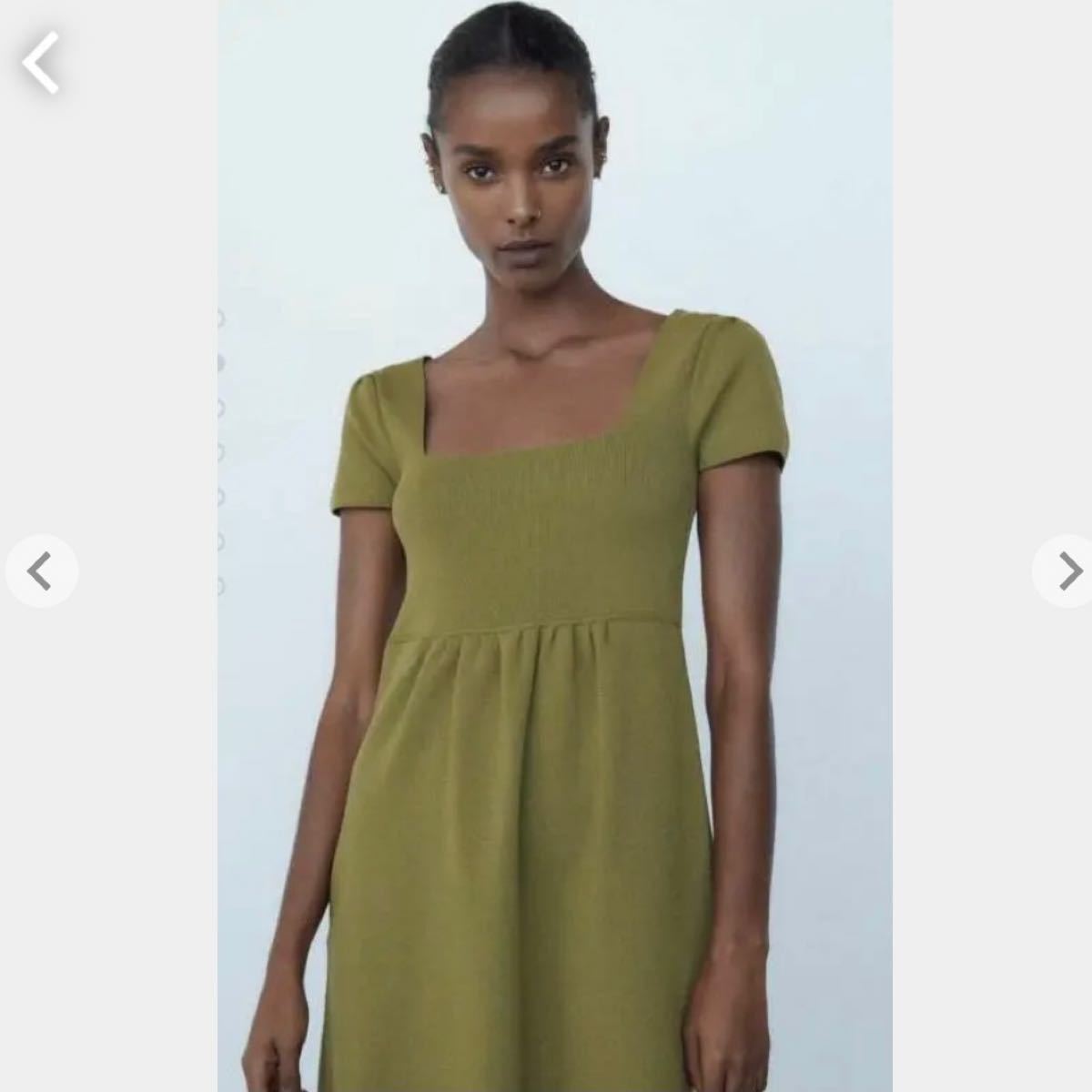 Paypayフリマ Zara ザラ ワンピース ミニワンピ サマーニット 緑 グリーン スクエアネック Paypayフリマ Zara ザラ ワンピース ミニワンピ サマーニット 緑 グリーン スクエアネック