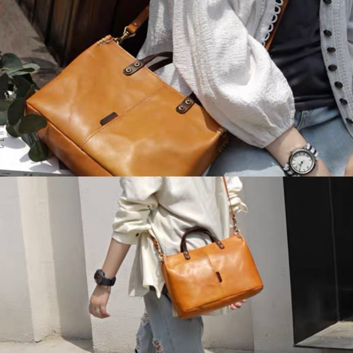 本革】手提げ&ショルダー2wayバッグ(オレンジ) geocoach.co.jp