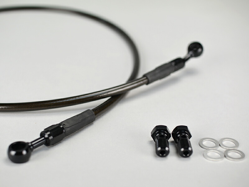 GSR400 メッシュ ブレーキホース フロント 30cmロング スモーク ブラック/ブラック GSR400 06-09(ABS不可)