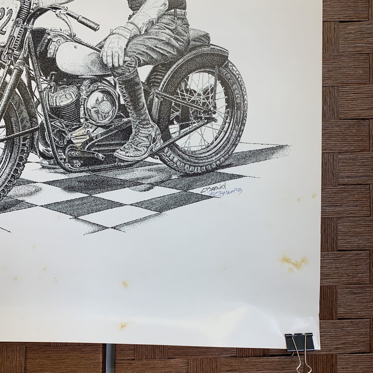 【長期保管品】Harley-Davidson FLAT TRACK L.BARNEY アートポスター ハーレーダビッドソン ハーレー_画像5