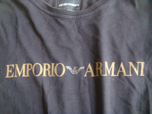 EMPORIO ARMANI エンポリオアルマーニ　ロゴ半袖Tシャツ　イーグルマークラインストーン　XXL