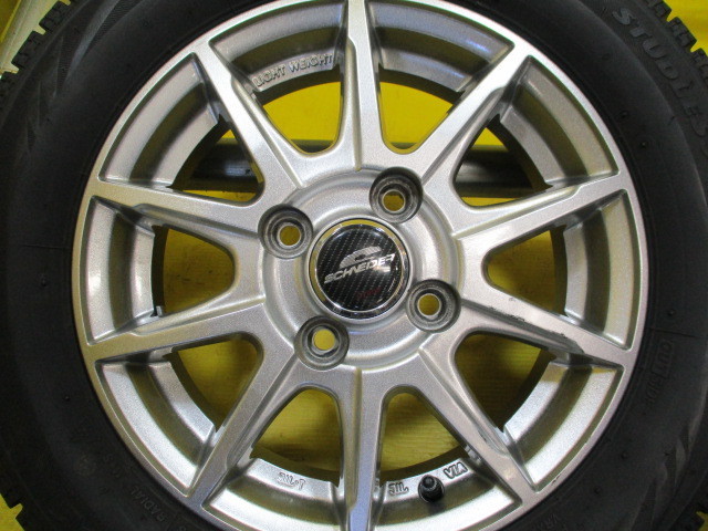 MS1336☆中古タイヤ&ホイール☆155/65R13+アルミ冬4本価格！BS VRX　13×4 事業所宛/営業所止め送料無料 ザッツ ゼスト ライフ ワゴンR_画像2