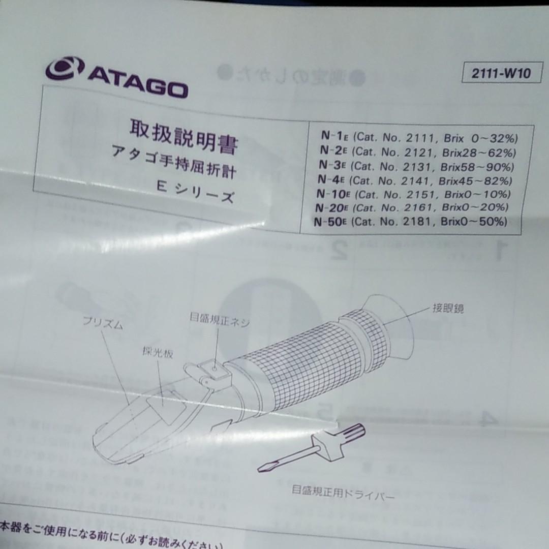 糖度計　手持屈折計 N-2E　brix 28-62％　ATAGO　アタゴ　業務用　未使用品