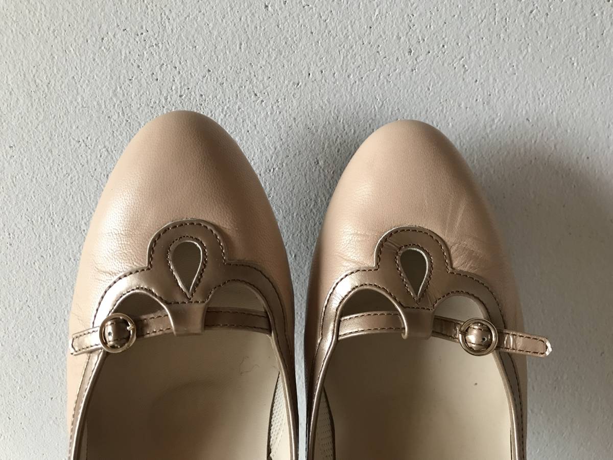  ultimate beautiful goods * delicate . heel . feeling ... plus ASICS WALKING GIROji-ro pumps 24EE pale pink *
