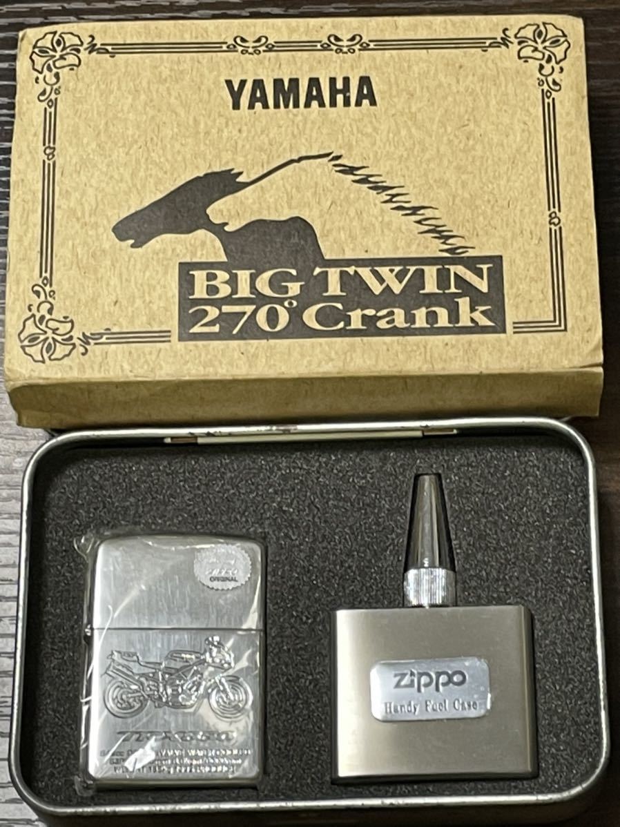 zippo YAMAHA TRX850 BIG TWIN 270 Crank 1994年製 年代物 ヤマハ バイク デットストック 専用缶ケース オイルケース 保証書_画像1