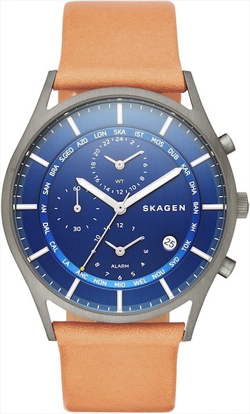 SKAGEN スカーゲン Holst ブラウンレザー SKW6285 クウォーツ腕時計 ブルーダイアル チタニウム
