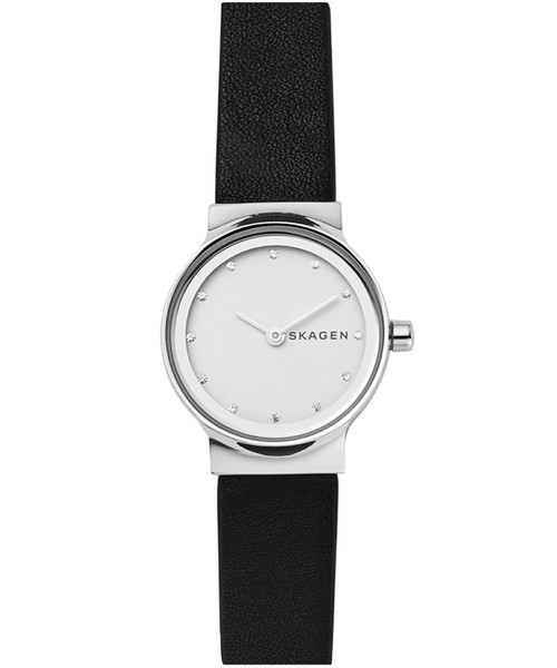 SKAGEN Freja skw2668 Silver/Black leather スカーゲン SKW2668 シルバー/ブラック・レザー クリスタル レディース 腕時計