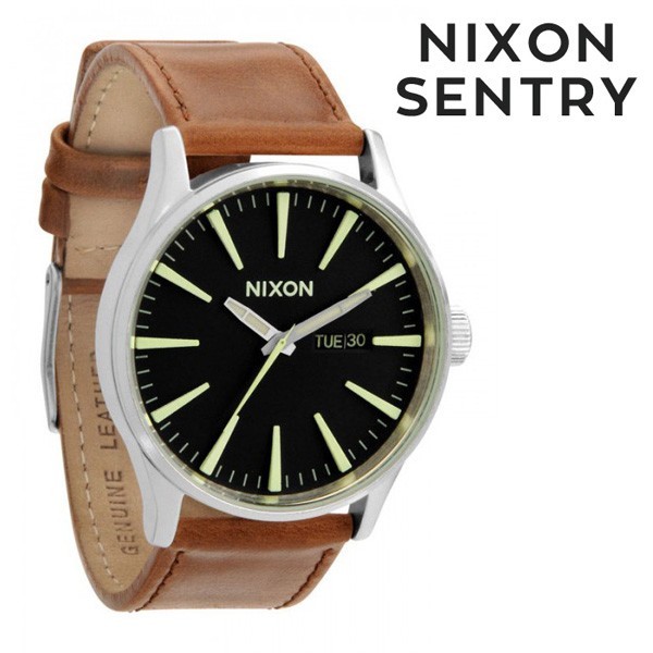 NIXON ニクソン a1051037 THE SENTRY BLACK レザー メンズ ユニセックス セントリー 時計
