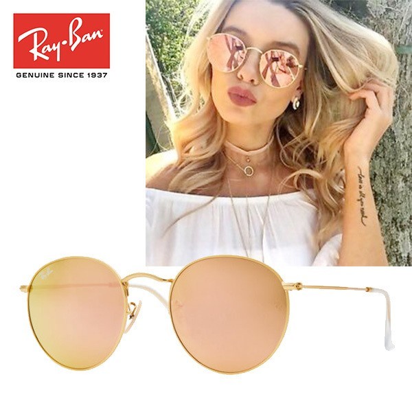 Rayban RayBan RB3447 112/Z2 50mm ROUND METAL раунд розовый зеркало Sunglasses солнцезащитные очки rb3447-112-z2-50mm