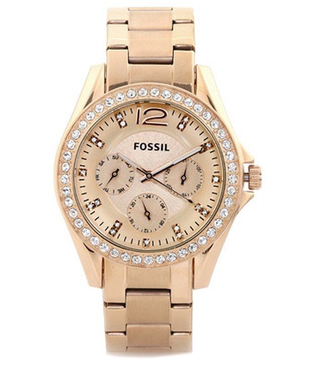 FOSSIL es2811 RILEYlai Lee rose Gold crystal женские наручные часы Fossil 