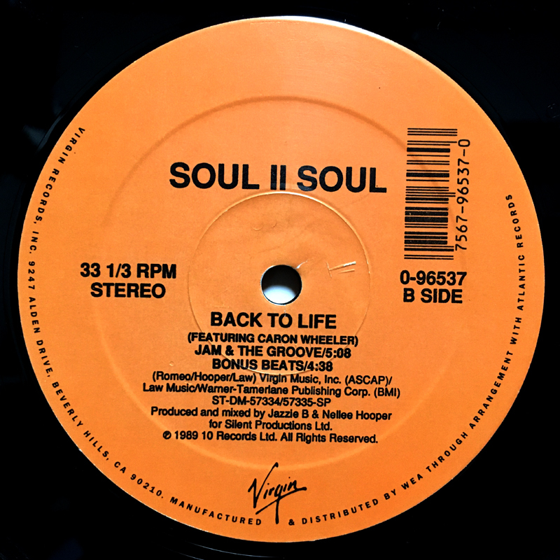 Soul II Soul - Back To Life (Club Mix) 【US ORIGINAL 12inch】 Caron Wheeler グラウンドビート / Virgin - 96537-0_画像4